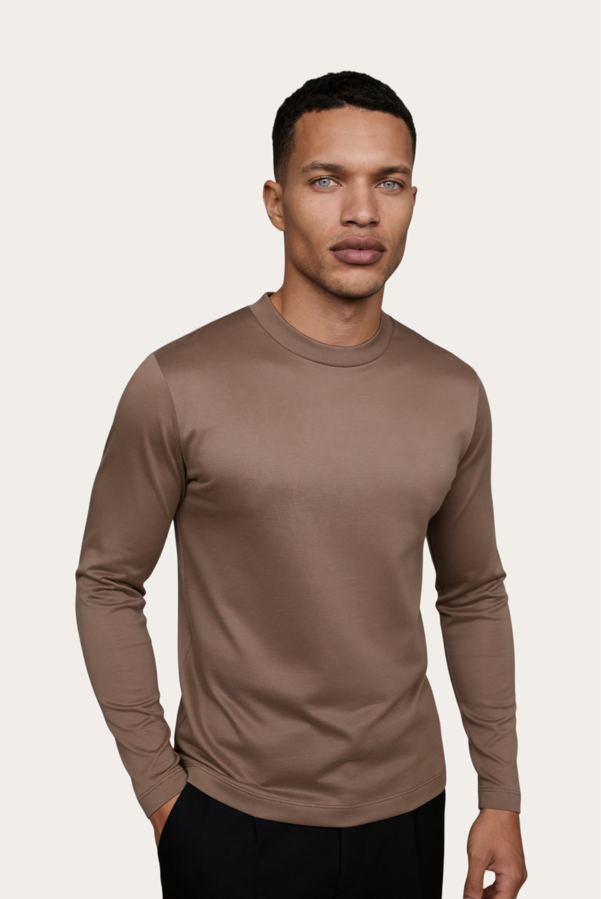 Taupe Long Sleeve – Premium Mercerized Cotton Long Sleeve T-Shirt