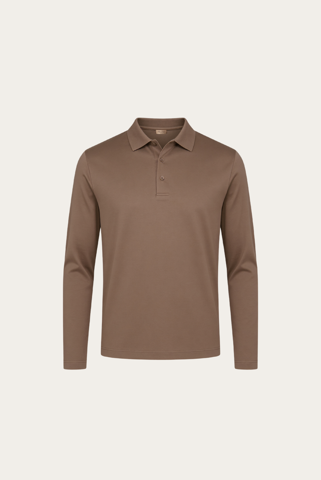 Taupe Long Sleeve Polo – Premium Mercerized Cotton Long Sleeve Polo Shirt