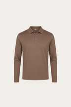 Taupe Long Sleeve Polo – Premium Mercerized Cotton Long Sleeve Polo Shirt