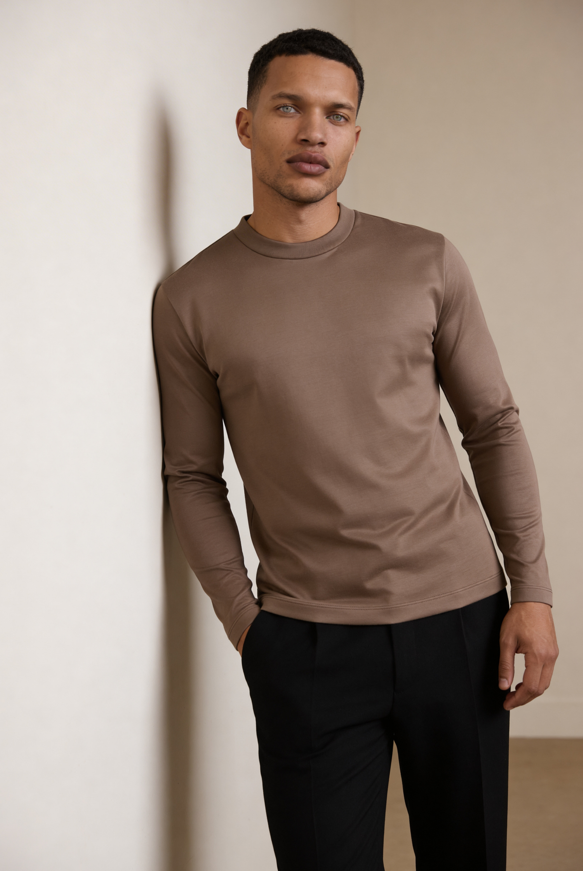 Taupe Long Sleeve – Premium Mercerized Cotton Long Sleeve T-Shirt