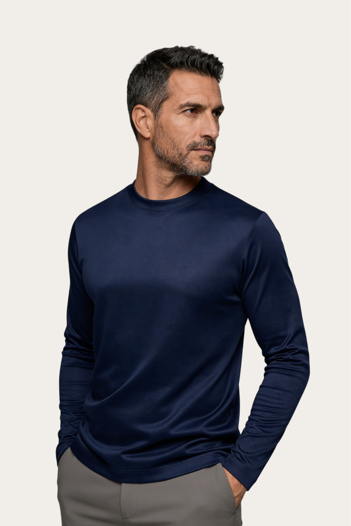 Navy Imperial Long Sleeve – Premium Mercerized Cotton Long Sleeve T-Shirt