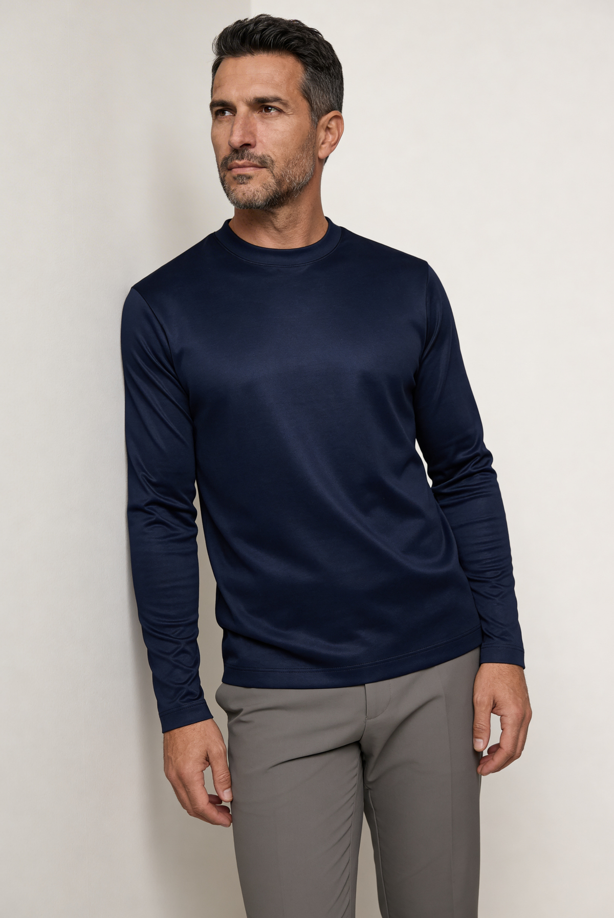 Navy Imperial Long Sleeve – Premium Mercerized Cotton Long Sleeve T-Shirt