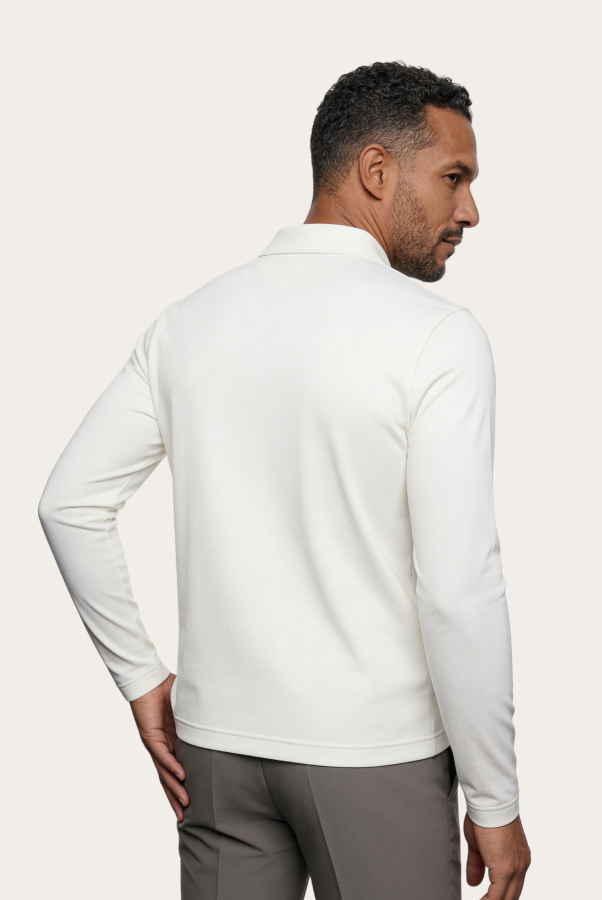 White Long Sleeve Polo – Premium Mercerized Cotton Long Sleeve Polo Shirt