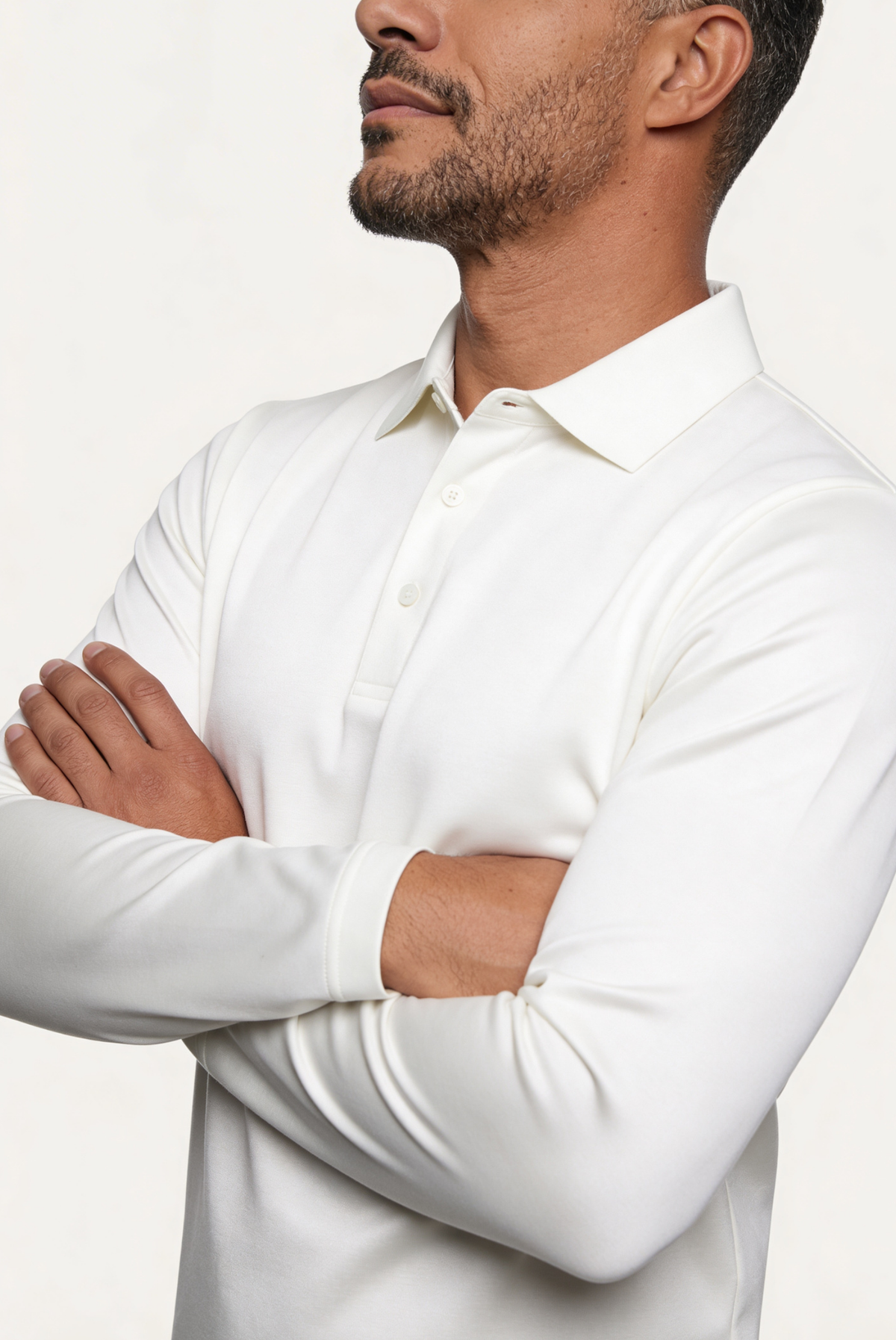 White Long Sleeve Polo – Premium Mercerized Cotton Long Sleeve Polo Shirt