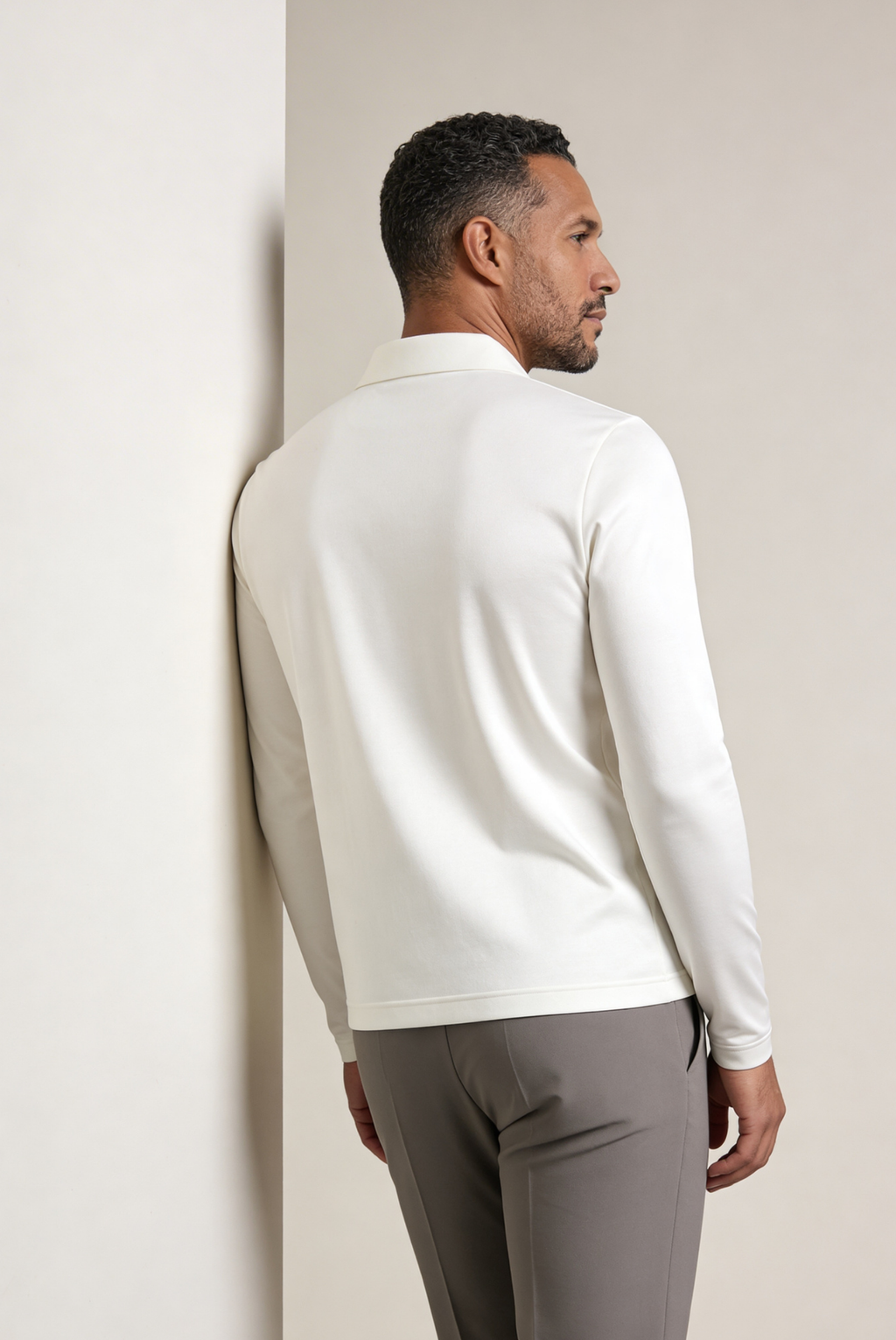 White Long Sleeve Polo – Premium Mercerized Cotton Long Sleeve Polo Shirt