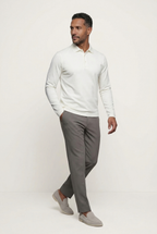 White Long Sleeve Polo – Premium Mercerized Cotton Long Sleeve Polo Shirt