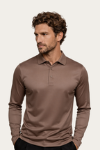 Taupe Long Sleeve Polo – Premium Mercerized Cotton Long Sleeve Polo Shirt