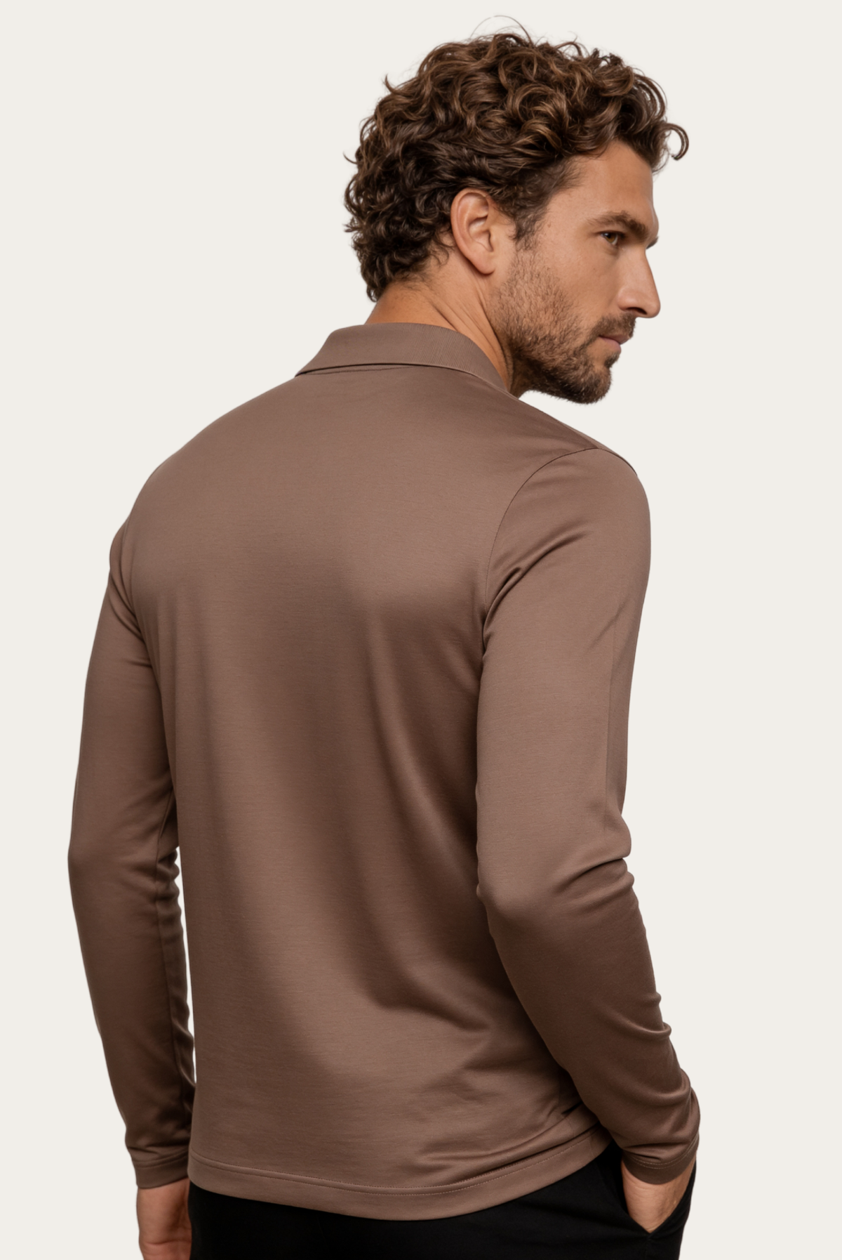 Taupe Long Sleeve Polo – Premium Mercerized Cotton Long Sleeve Polo Shirt