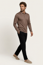 Taupe Long Sleeve Polo – Premium Mercerized Cotton Long Sleeve Polo Shirt