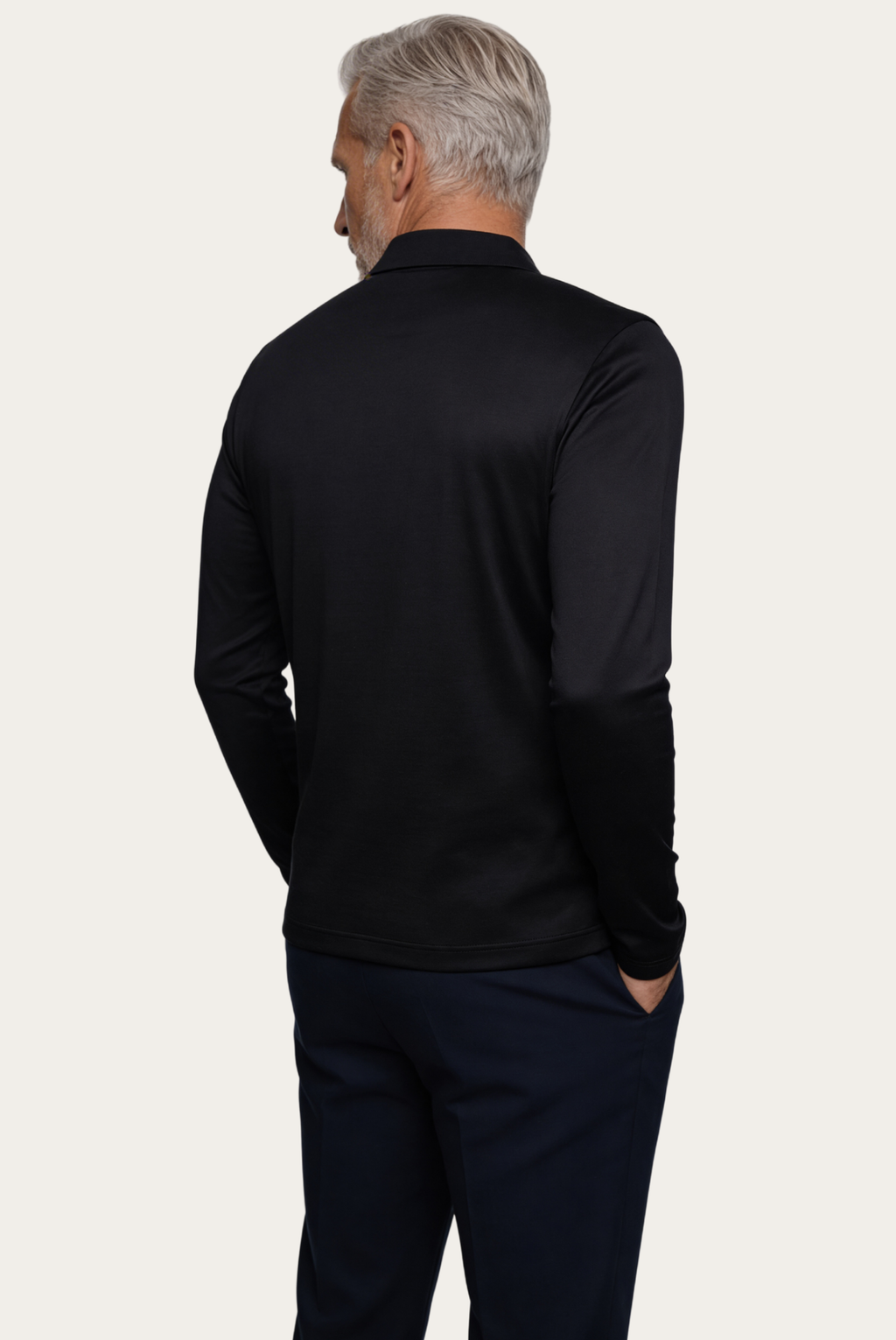Black Long Sleeve Polo – Premium Mercerized Cotton Long Sleeve Polo Shirt