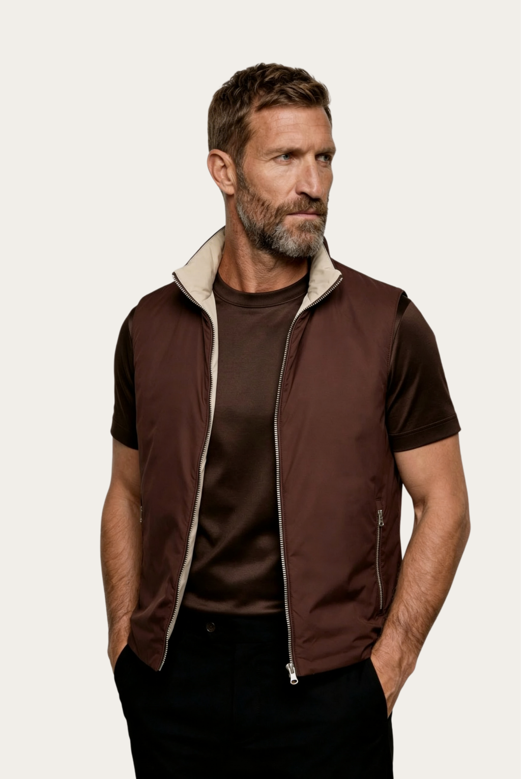 Brown Engineered Gilet – Reversible Lightweight Tech Gilet