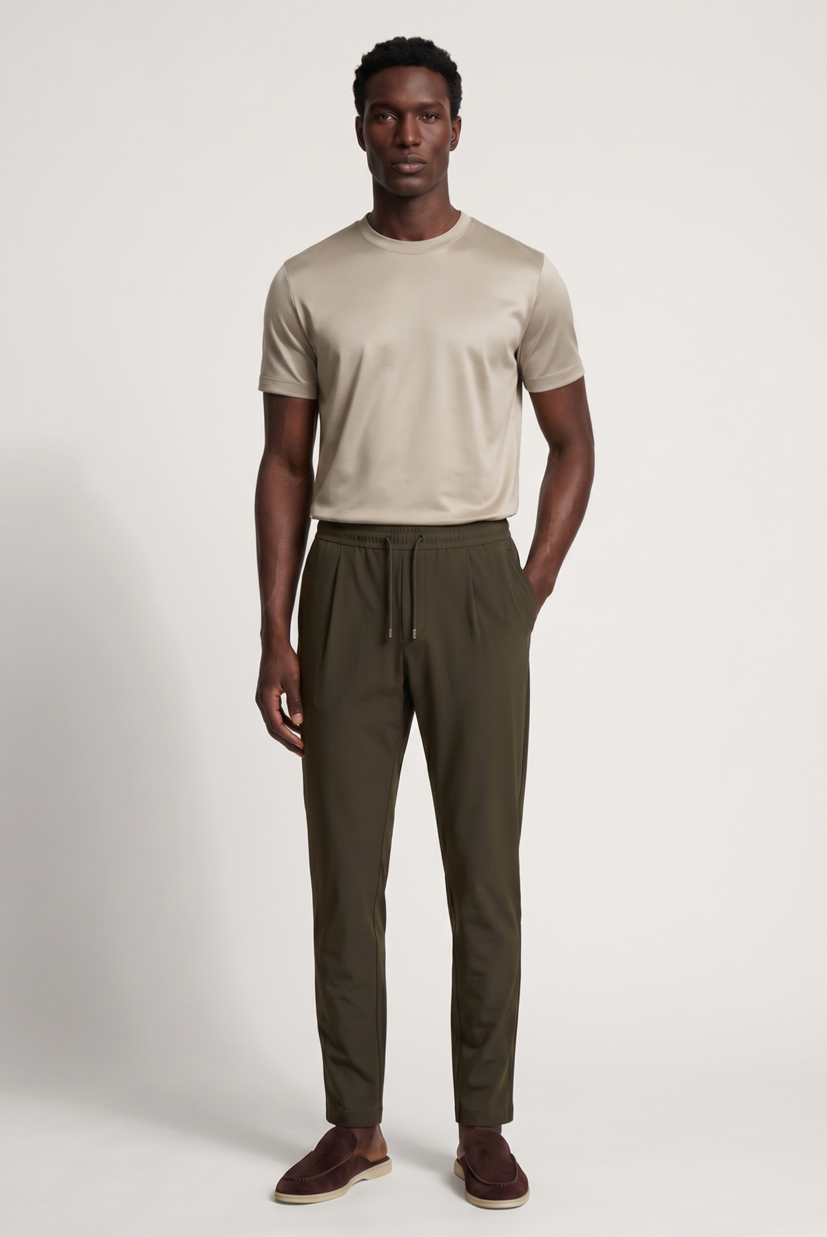Khaki Sarh Pantalon – Tailored Stretch Trousers