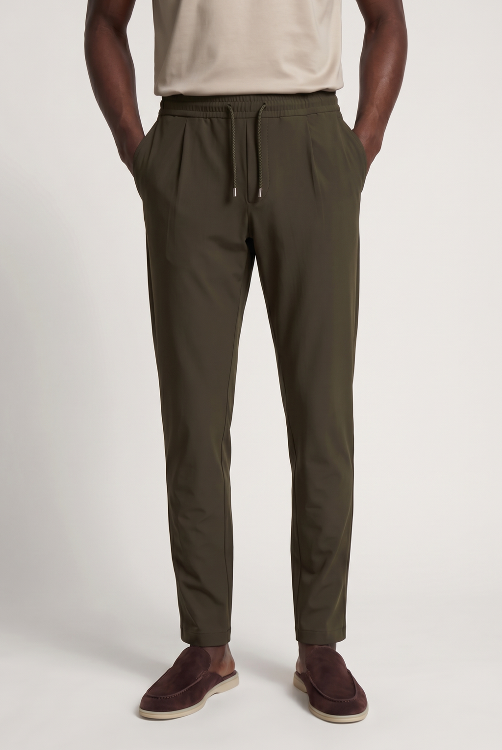 Khaki Sarh Pantalon – Tailored Stretch Trousers