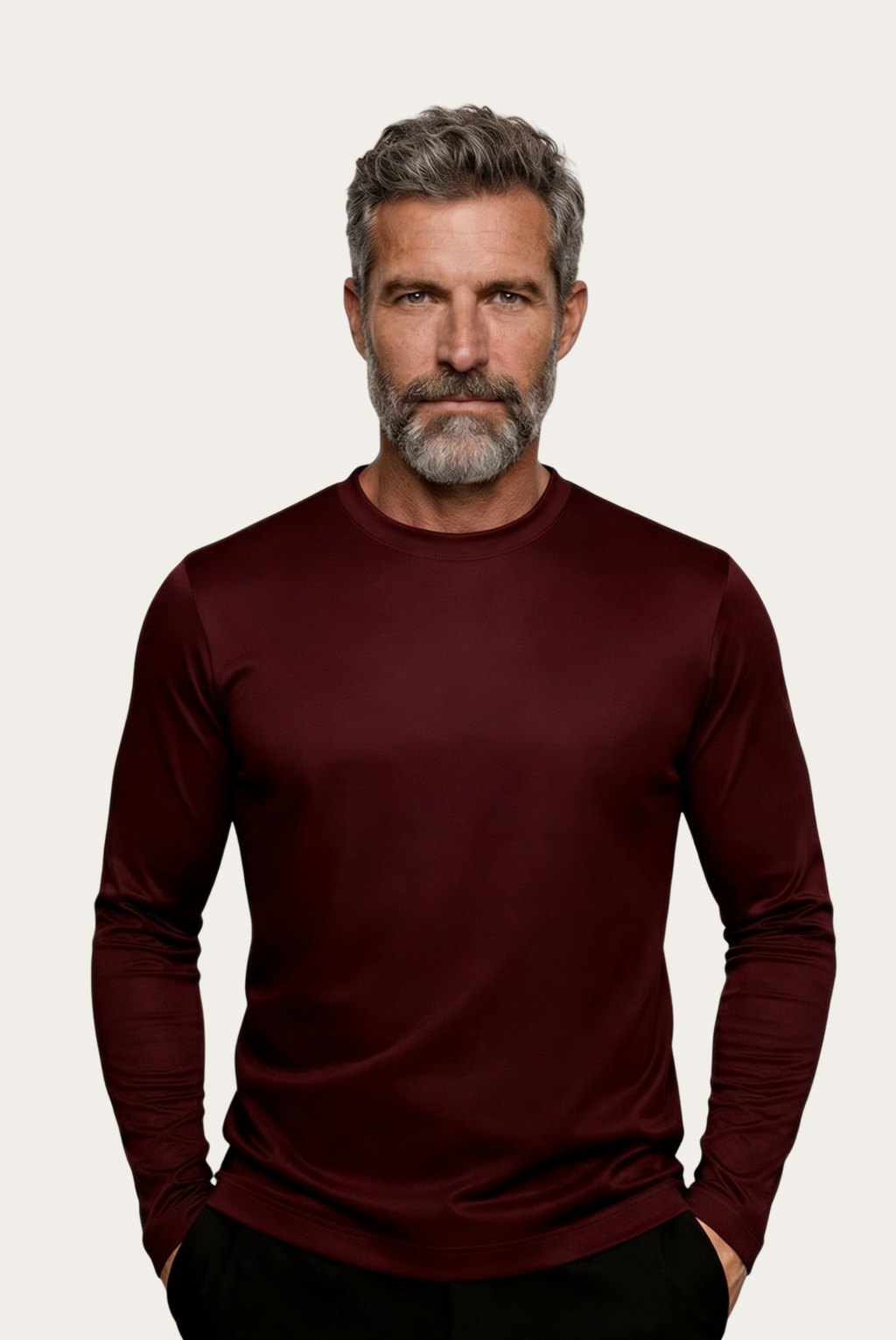 Burgundy Long Sleeve – Premium Mercerized Cotton Long Sleeve T-Shirt