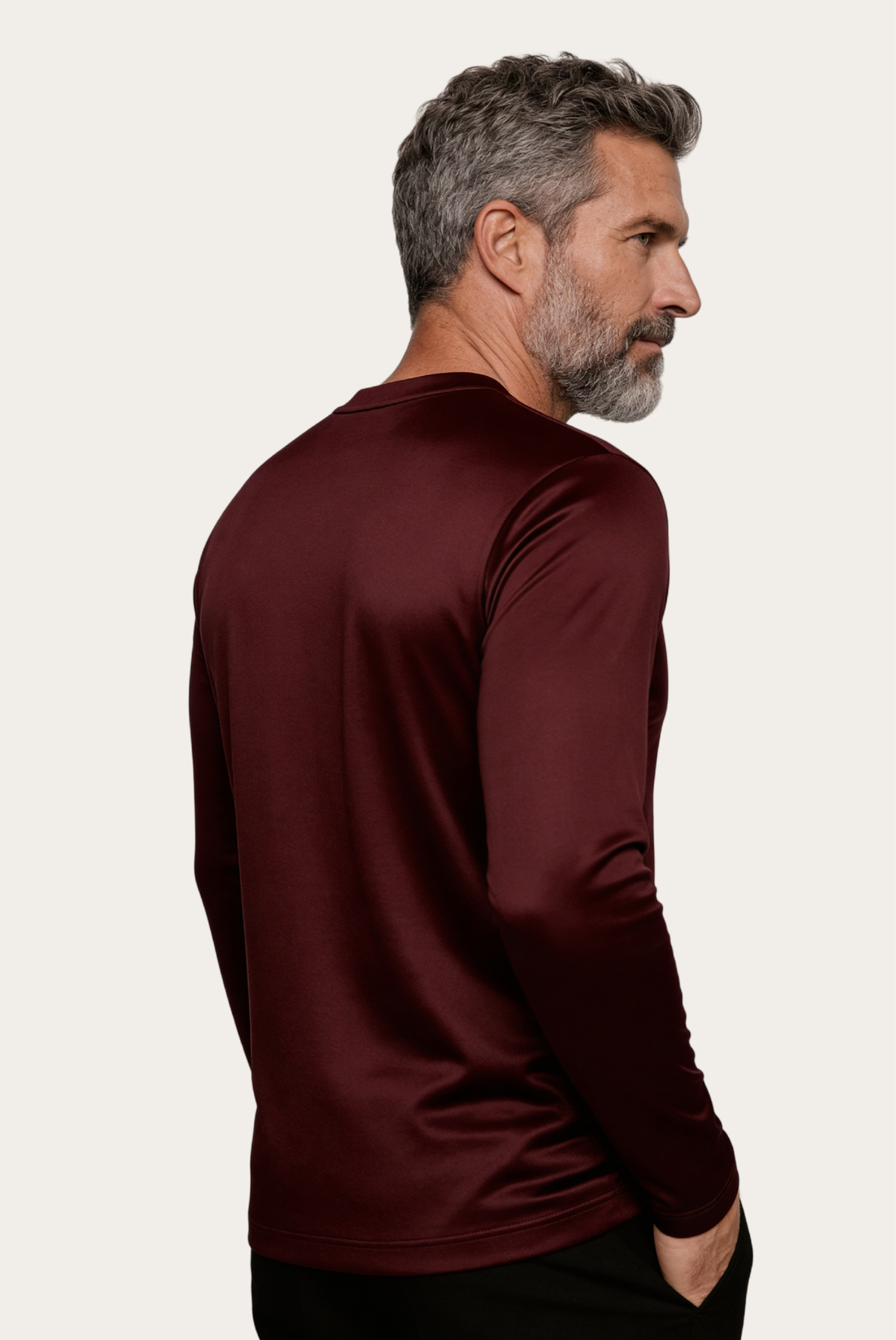 Burgundy Long Sleeve – Premium Mercerized Cotton Long Sleeve T-Shirt