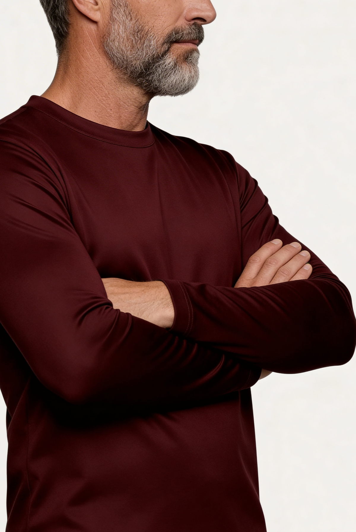 Burgundy Long Sleeve – Premium Mercerized Cotton Long Sleeve T-Shirt