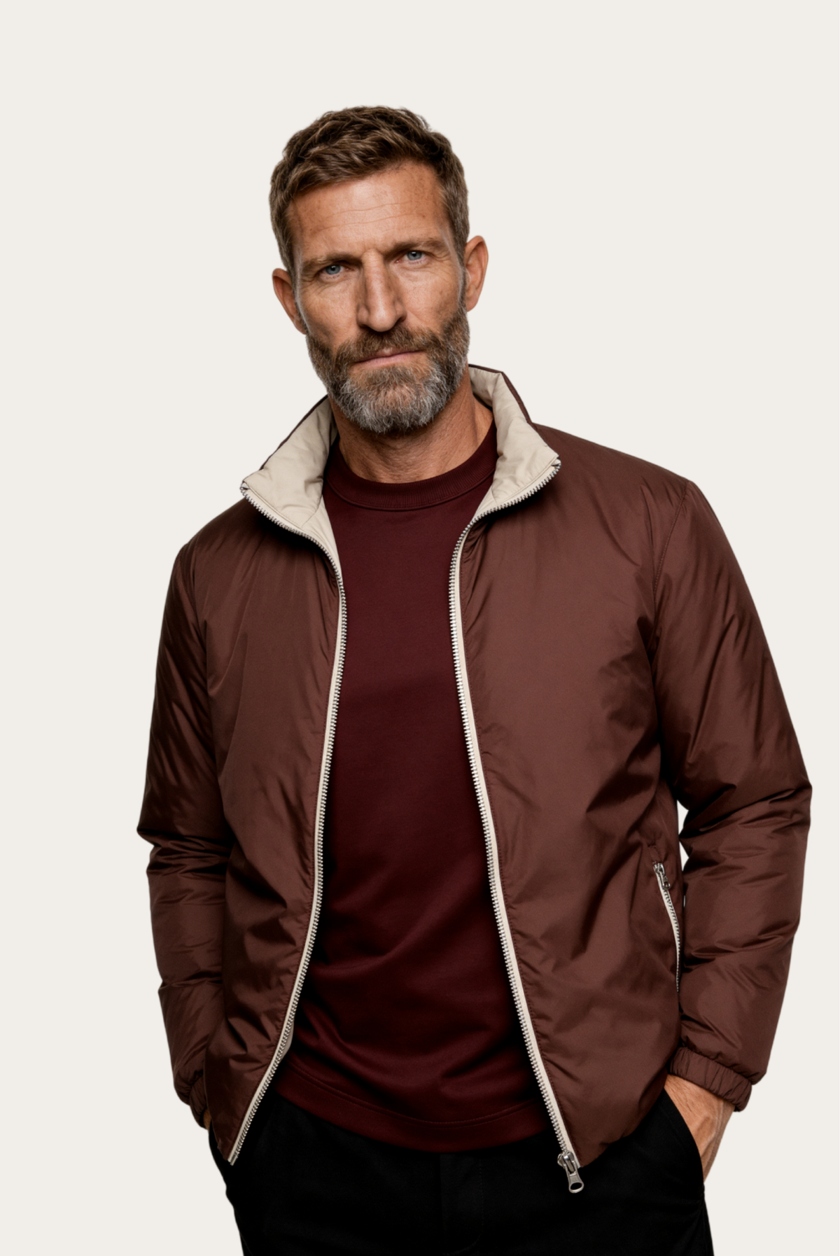 Brown Windbreaker – Reversible Lightweight Long Sleeve Windbreaker