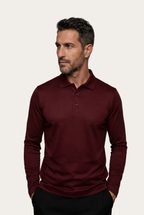 Burgundy Long Sleeve Polo – Premium Mercerized Cotton Long Sleeve Polo Shirt