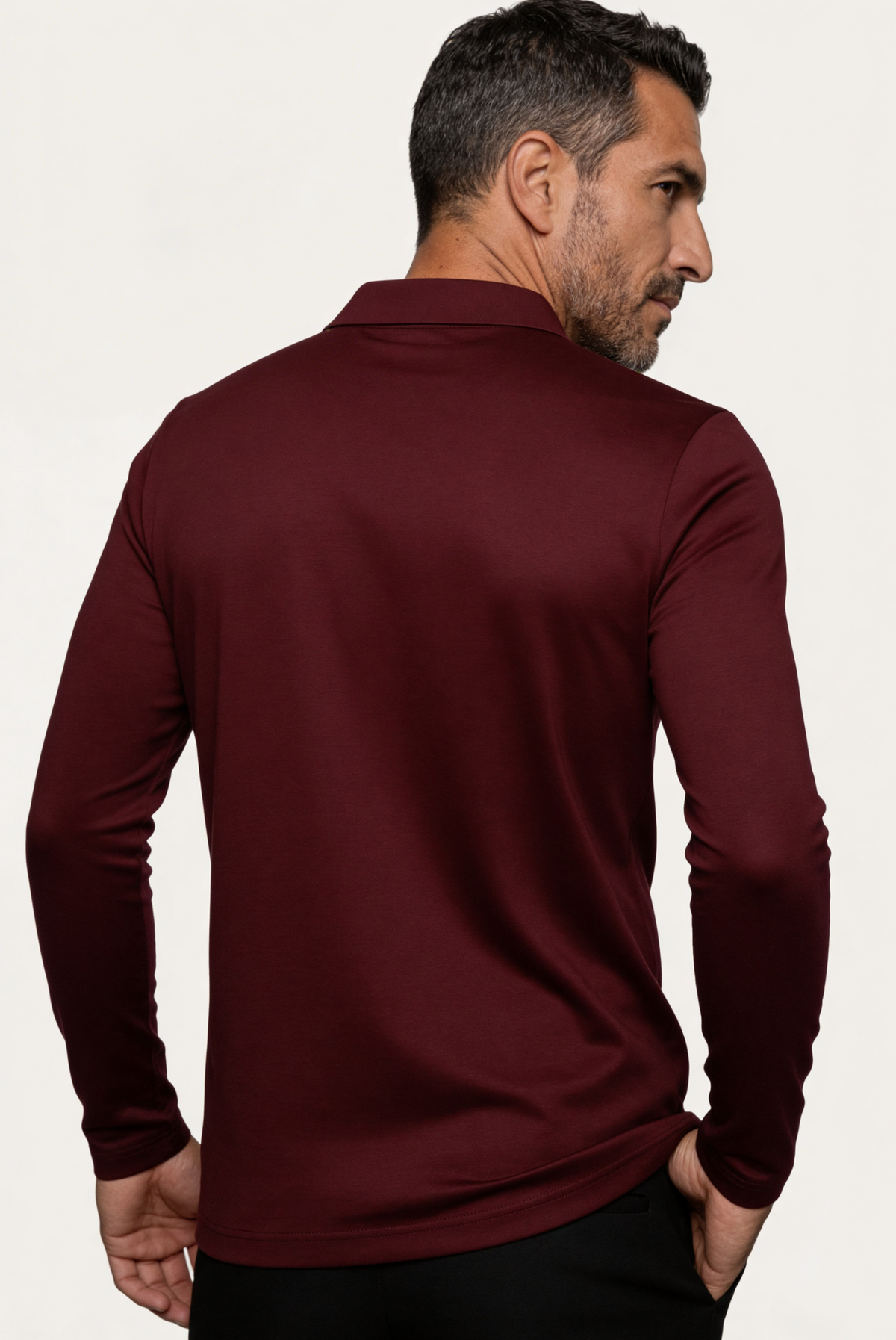 Burgundy Long Sleeve Polo – Premium Mercerized Cotton Long Sleeve Polo Shirt