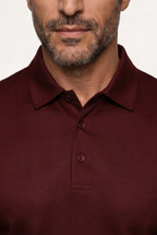 Burgundy Long Sleeve Polo – Premium Mercerized Cotton Long Sleeve Polo Shirt