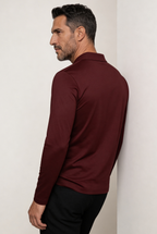 Burgundy Long Sleeve Polo – Premium Mercerized Cotton Long Sleeve Polo Shirt
