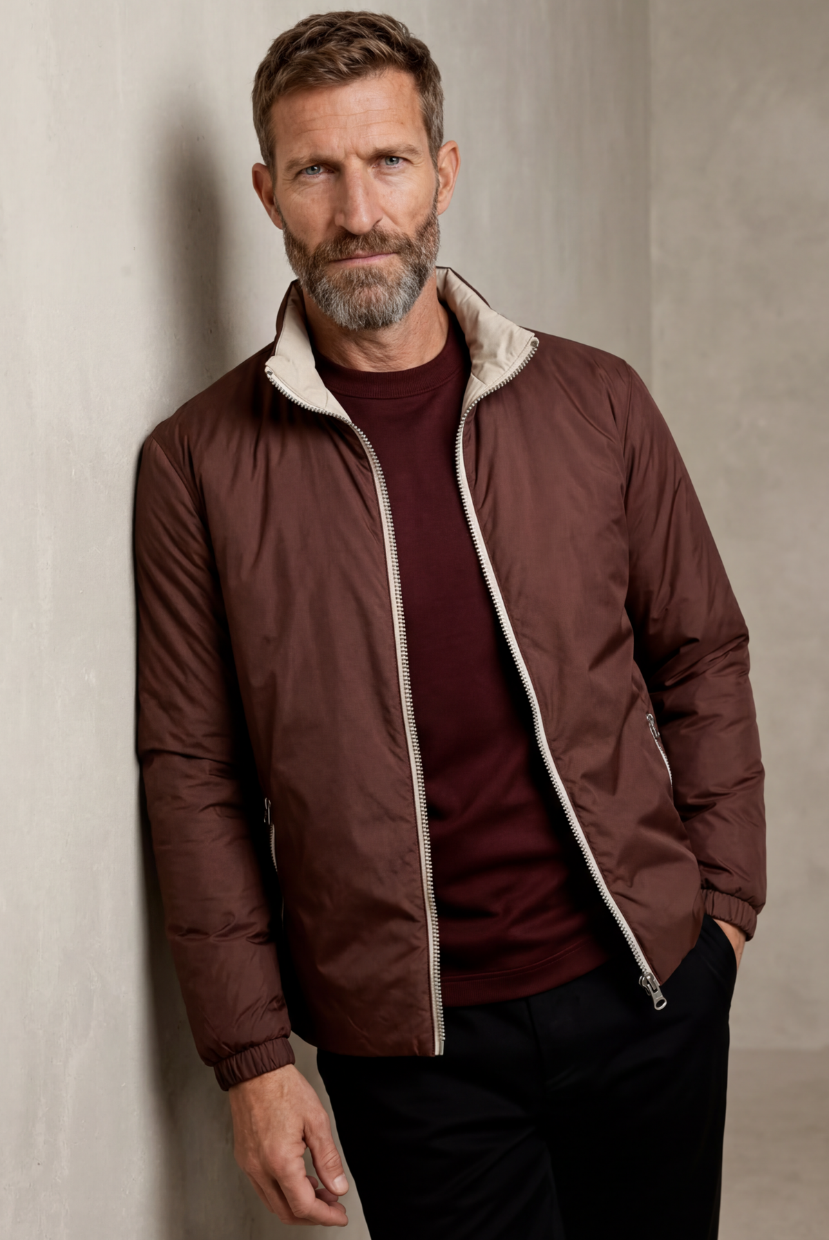 Brown Windbreaker – Reversible Lightweight Long Sleeve Windbreaker