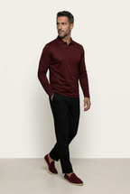 Burgundy Long Sleeve Polo – Premium Mercerized Cotton Long Sleeve Polo Shirt