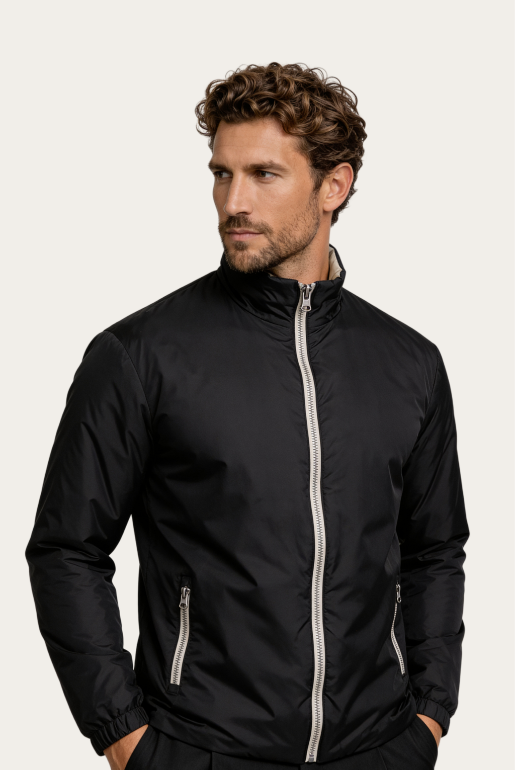 Black Windbreaker – Reversible Lightweight Long Sleeve Windbreaker