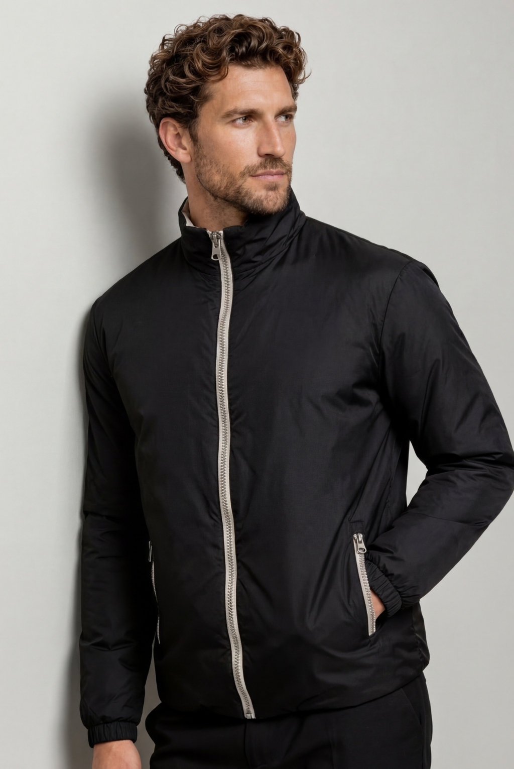 Black Windbreaker – Reversible Lightweight Long Sleeve Windbreaker