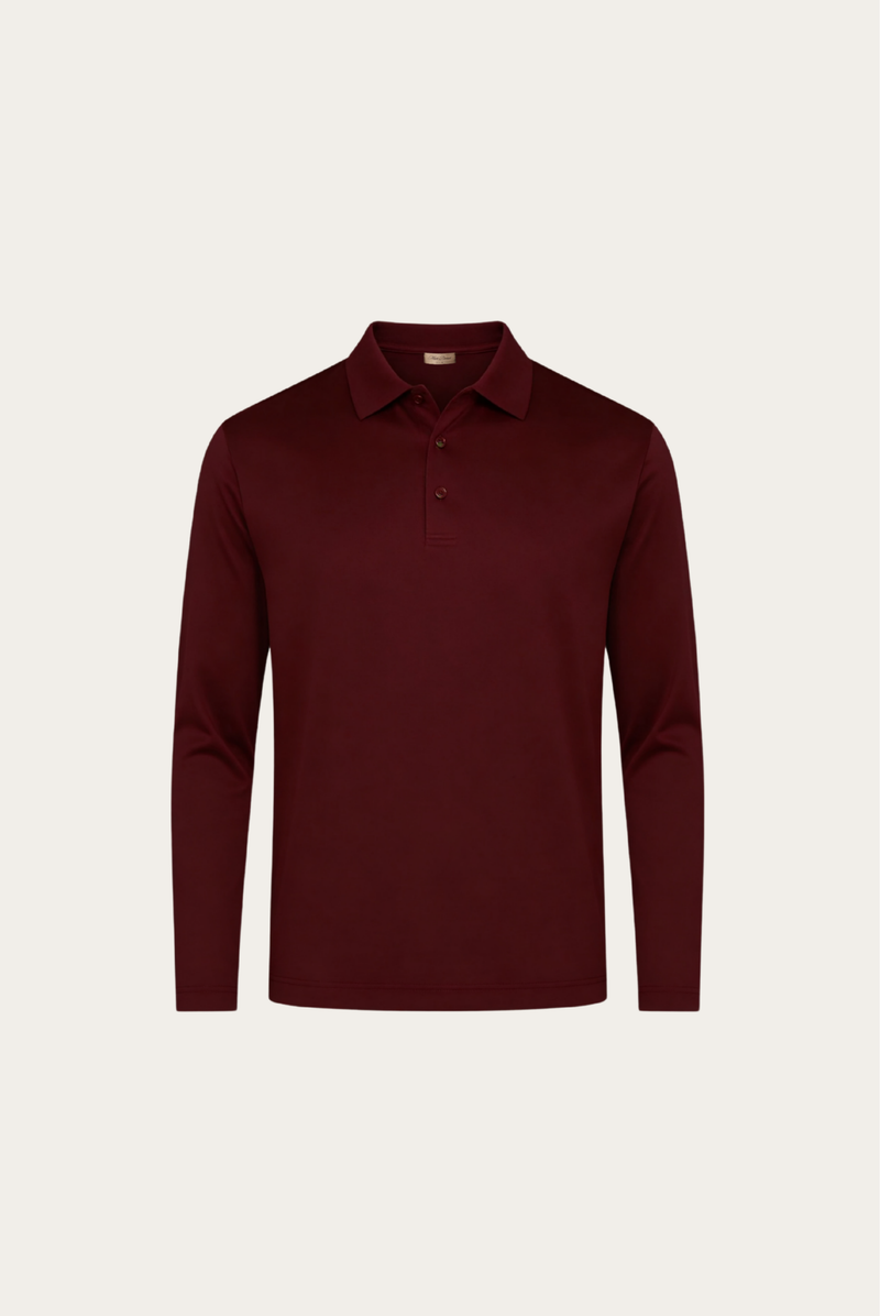 Burgundy Long Sleeve Polo – Premium Mercerized Cotton Long Sleeve Polo Shirt