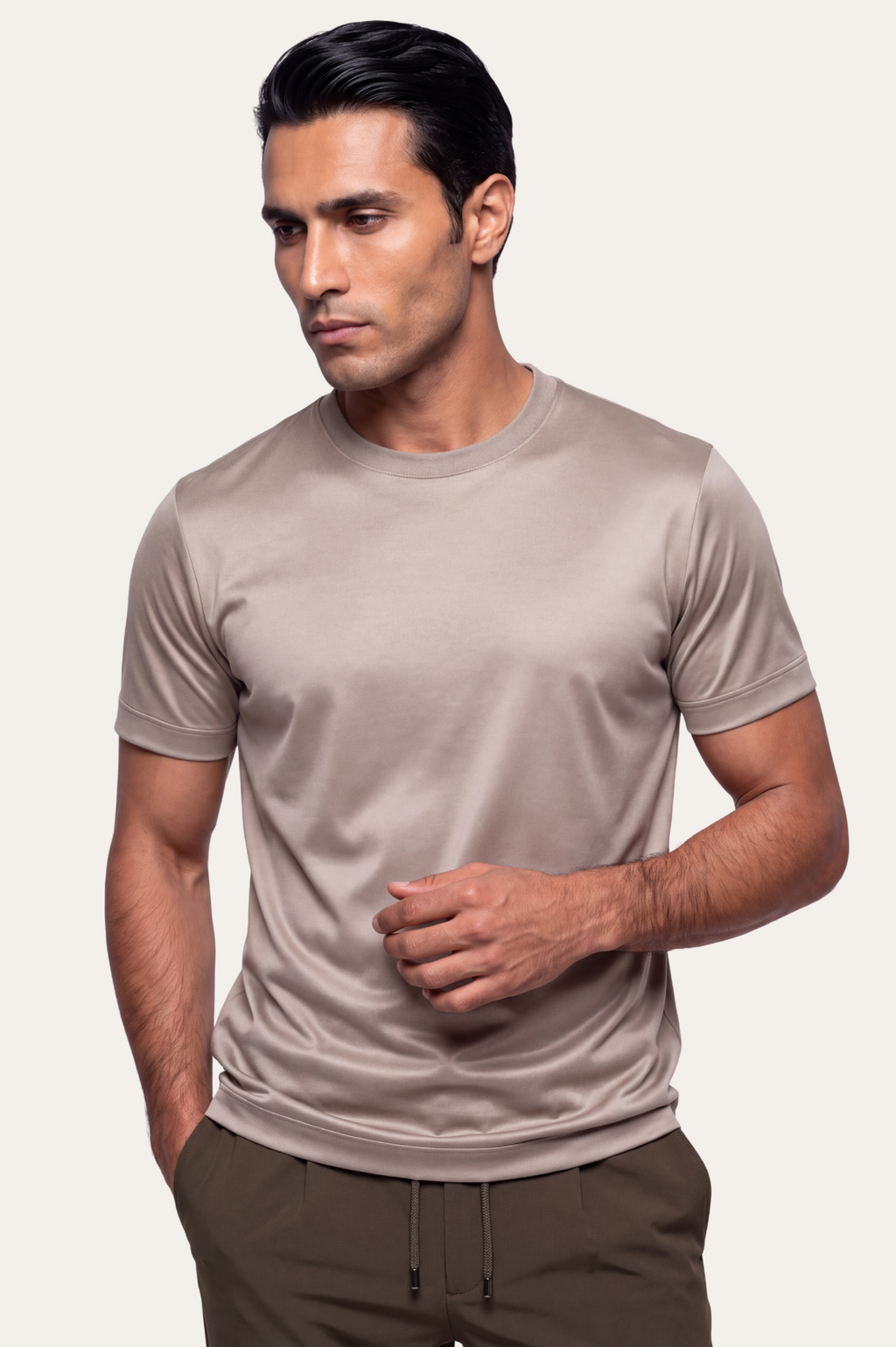 Greige Imperial Tee – Premium Mercerized Cotton T-Shirt