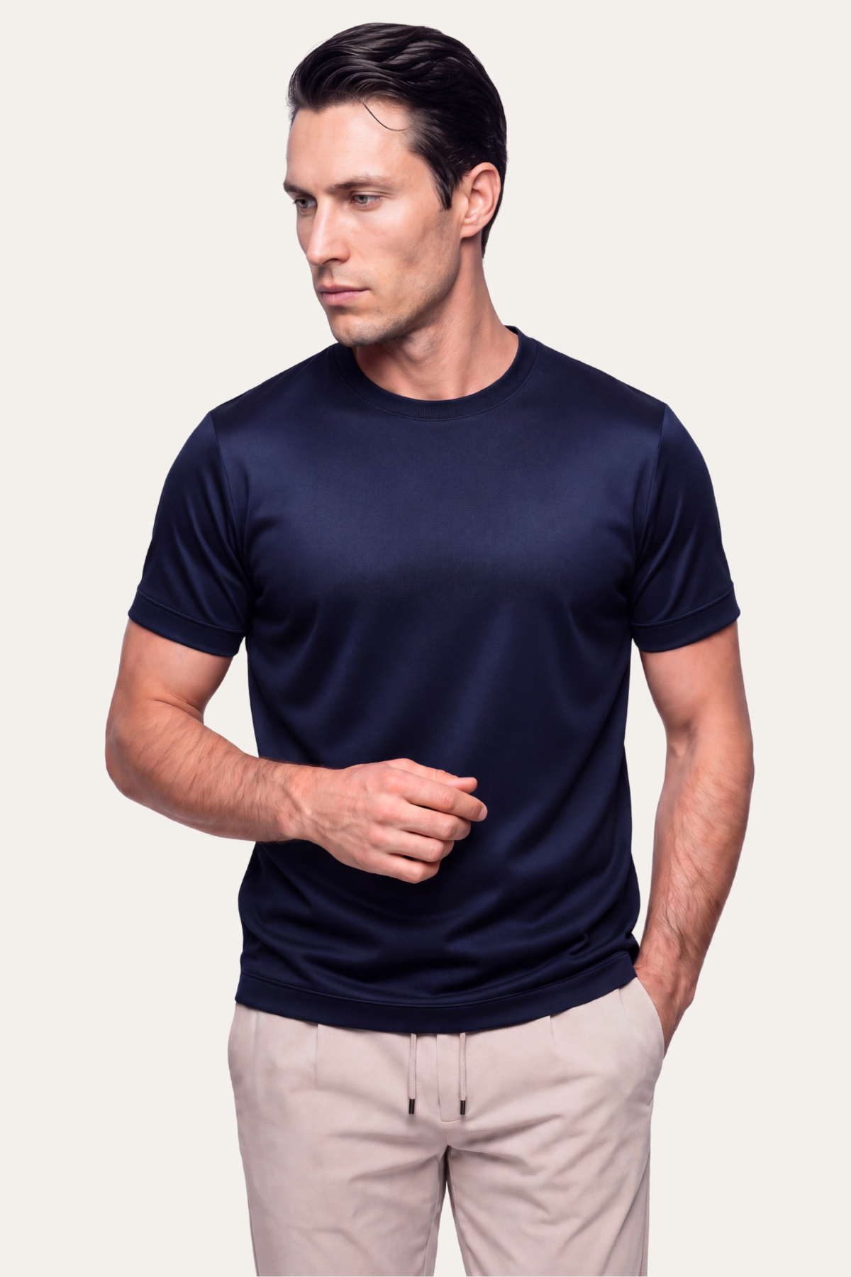 Navy Imperial Tee – Premium Mercerized Cotton T-Shirt