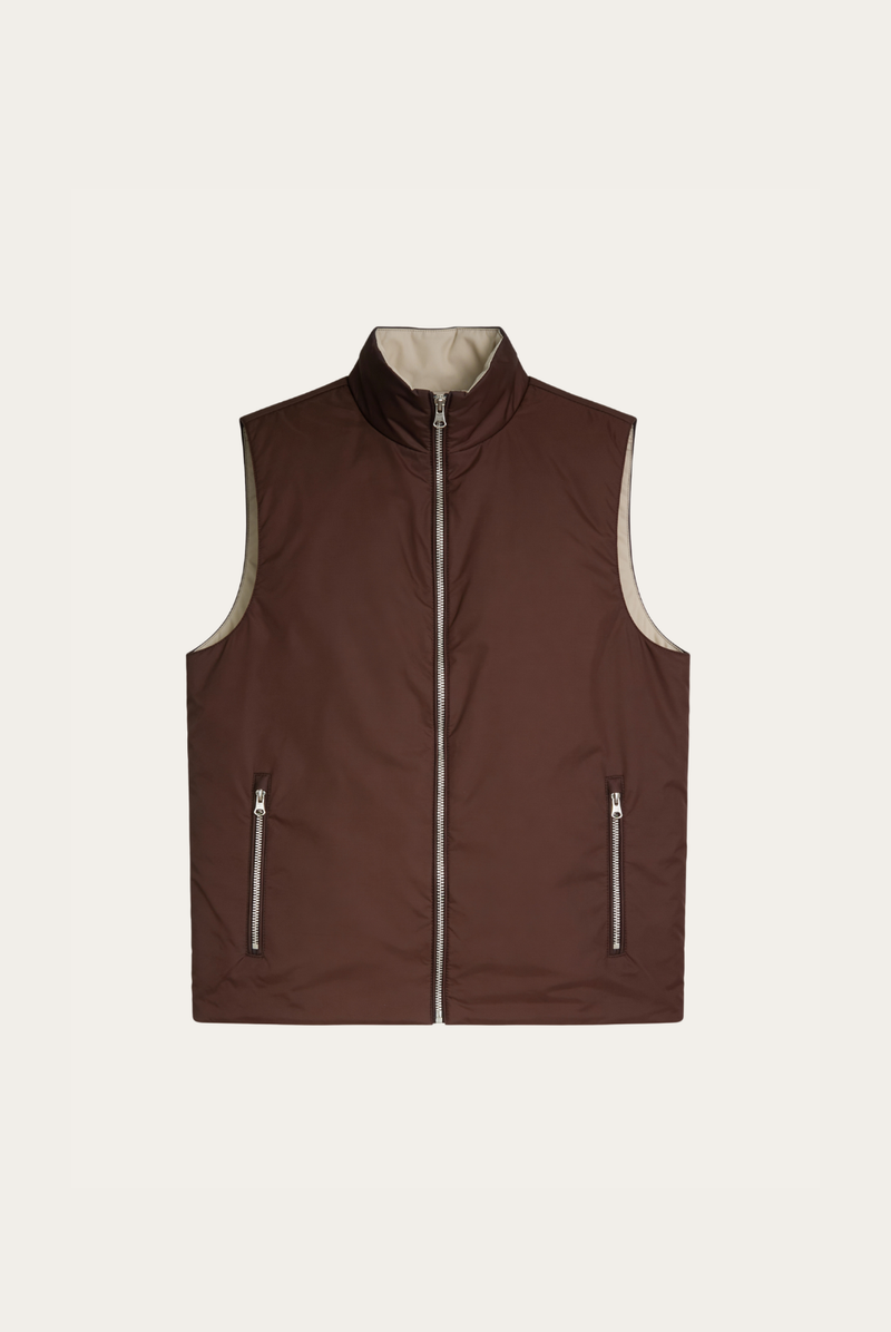 Brown Engineered Gilet – Reversible Lightweight Tech Gilet