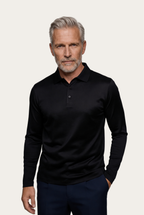 Black Long Sleeve Polo – Premium Mercerized Cotton Long Sleeve Polo Shirt